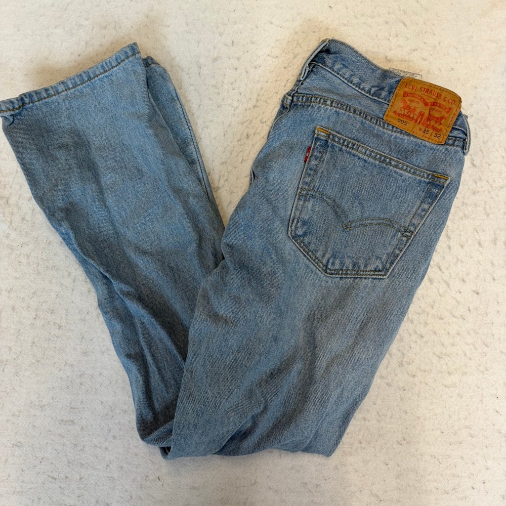 Levi's 505 Regular Fit Jeans Mens 35x32 Blue Straight Leg Denim
